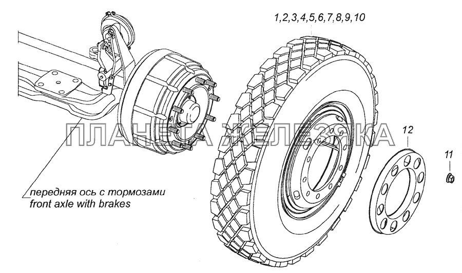 6520-3101002 Установка передних колес КамАЗ-6520 (Euro-2, 3)